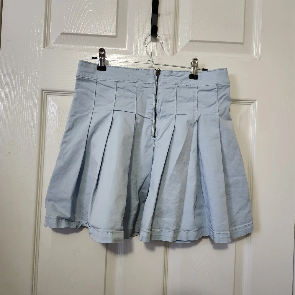 American Eagle Light Blue Pleated Mini Skirt 4 Reg